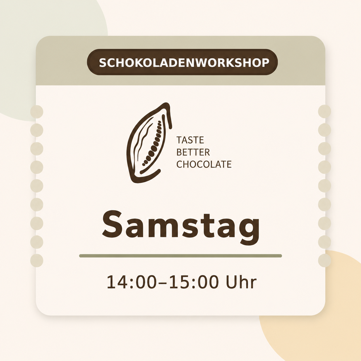 Interaktive Schokoladenverkostung, Samstag
