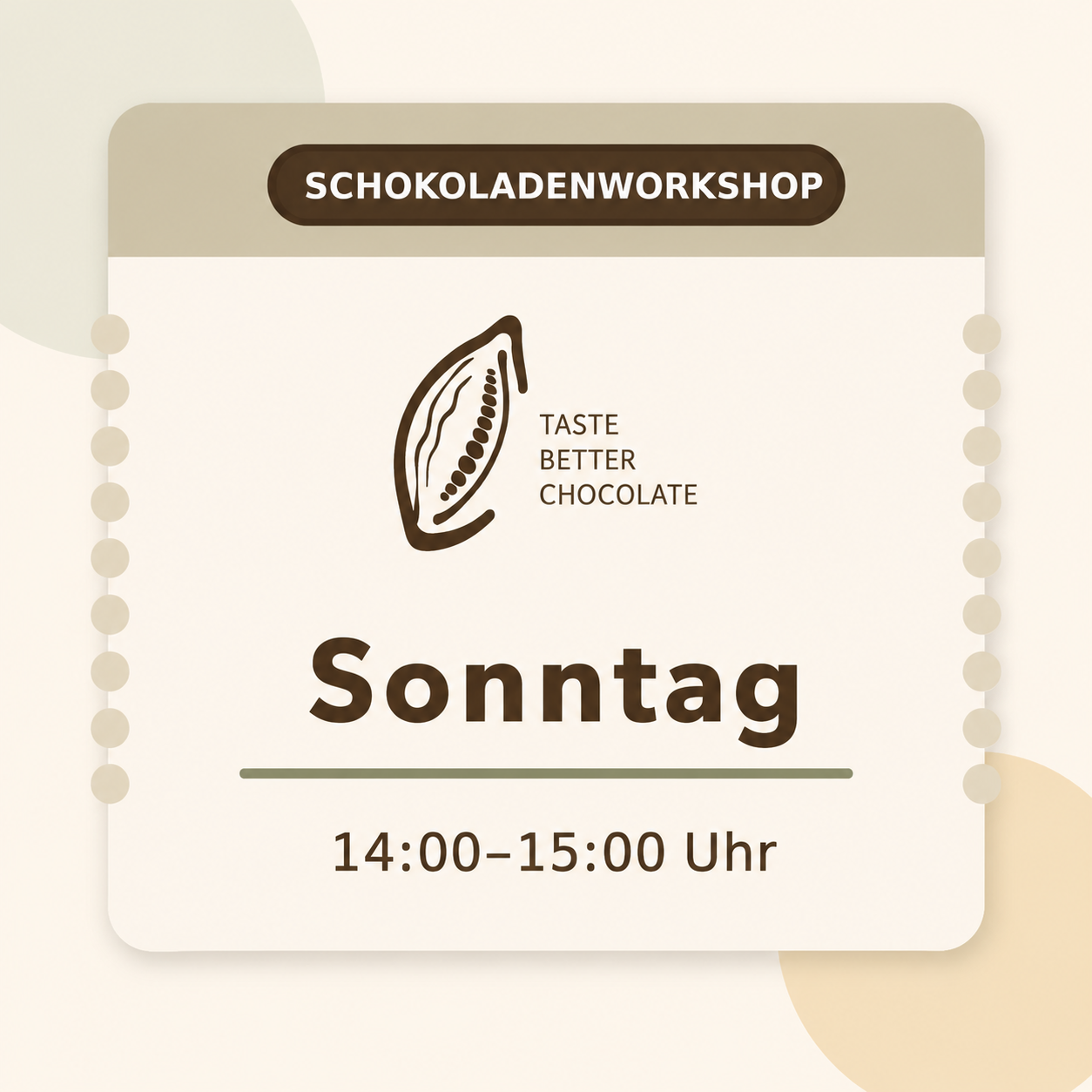 Interaktive Schokoladenverkostung, Sonntag