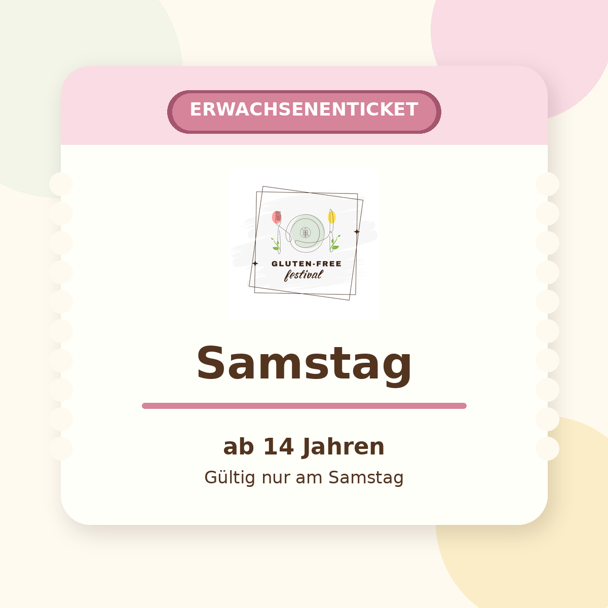 Erwachsenenticket Samstag, ab 14 Jahren