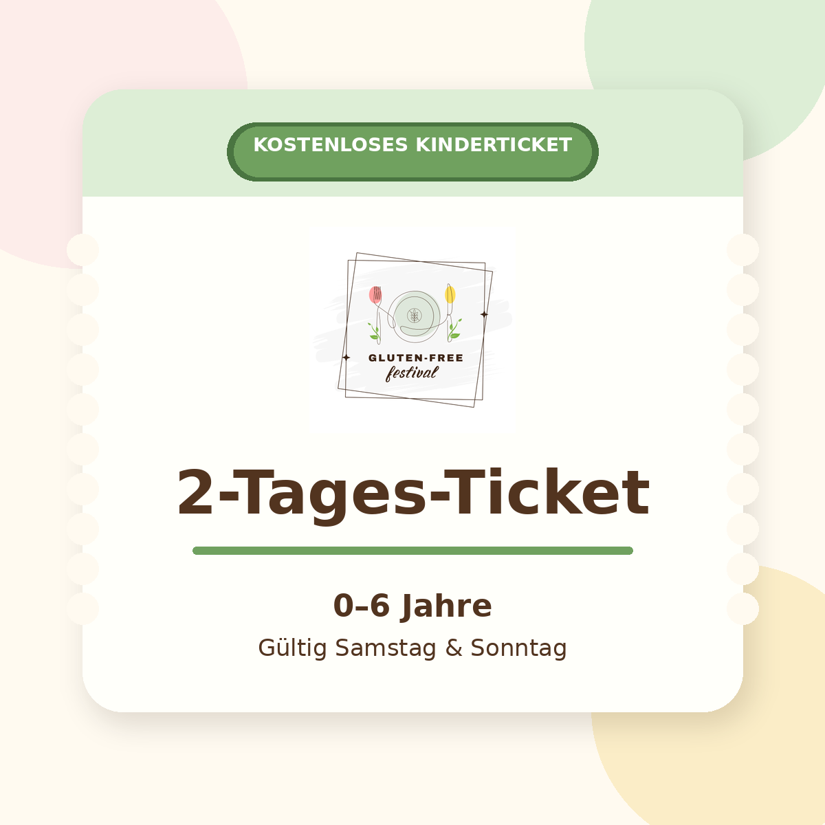 Kostenloses Kinderticket 2-Tages-Ticket, 0–6 Jahre